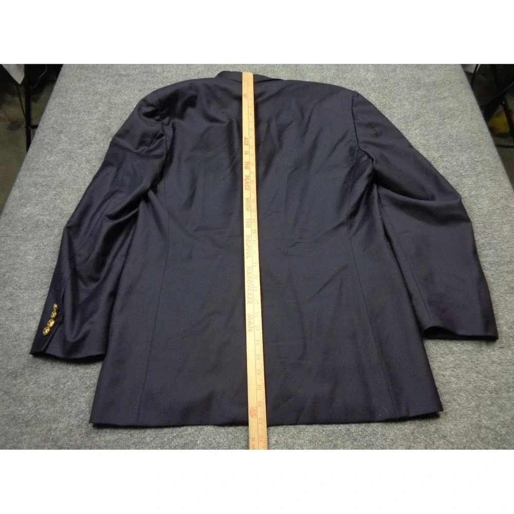 VTG Polo Ralph Lauren Navy Blue Virgin Wool Blazer Gold Crest Buttons 42L Italy